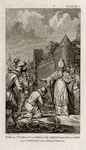 32304 Afbeelding van graaf Dirk VI van Holland die blootshoofd en geknield vóór de muren van Utrecht de bisschop van ...